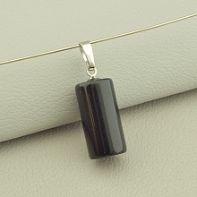 картинка Кулон с черным агатом в форме цилиндра 20х10 мм от магазина Wolves