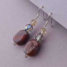 картинка Серьги Яшма Чешский хрусталь от магазина Wolves