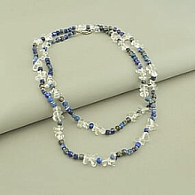 картинка Бусы 'SUNSTONES' Содалит Лазурит Горный хрусталь 85 см от магазина Wolves