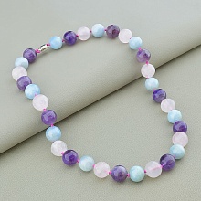 картинка Бусы 'SUNSTONES' Розовый кварц Металл 45 см от магазина Wolves