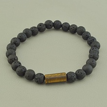 картинка Браслет из тигрового глаза и черной лавы SUNSTONES от магазина Wolves