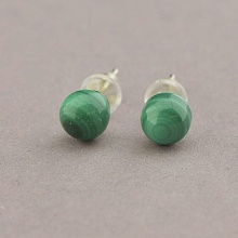 картинка Серьги Малахит 6x6мм от магазина Wolves