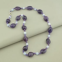 картинка Бусы 'SUNSTONES' Аметист Аквамарин 62 см от магазина Wolves