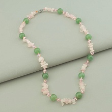 картинка Бусы 'SUNSTONES' Нефрит Розовый кварц Чешский хрусталь 49 см от магазина Wolves