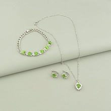 картинка Бусы+Браслет+Серьги Кошачий глаз Фианит 45 см от магазина Wolves