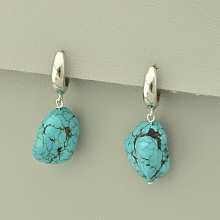 картинка Серьги 'SUNSTONES' Бирюза  (родий) от магазина Wolves