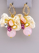 картинка Серьги 'Hand Made' Розовый кварц Бижутерный сплав от магазина Wolves