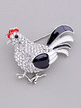 картинка Брошь Фианит 39х40 (родий) от магазина Wolves