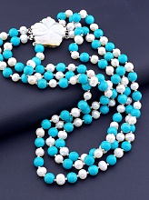 картинка Бусы Жемчуг Бирюза 45 см от магазина Wolves
