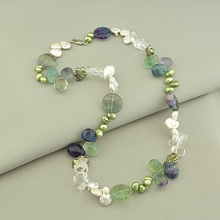 картинка Бусы Флюорит Горный хрусталь Жемчуг 60 см от магазина Wolves