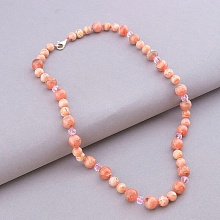 картинка Бусы из родохрозита и чешского хрусталя, с серебряным замком (925) от магазина Wolves