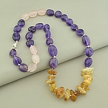 картинка Бусы 'SUNSTONES' Цитрин Аметист Розовый кварц 71 см от магазина Wolves