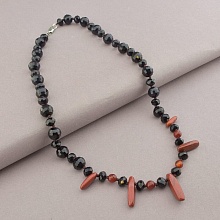 картинка Бусы 'SUNSTONES' Сердолик Яшма Чешский хрусталь 49 см от магазина Wolves