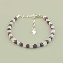 картинка Браслет 'SUNSTONES' Аквамарин Рубин 16 см от магазина Wolves