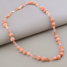 картинка Бусы 'SUNSTONES' Родохрозит Солнечный камень Чешский хрусталь 50 см от магазина Wolves