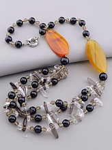 картинка Бусы Агат Раухтопаз Горный хрусталь 57 см от магазина Wolves