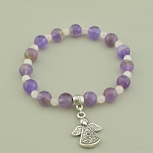 картинка Браслет 'SUNSTONES' Аметист Розовый кварц 18 см от магазина Wolves