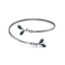 картинка Браслет Нежность ветви посеребренный с оксидированием зеленый лист от магазина Wolves