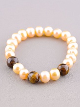 картинка Браслет 'SUNSTONES' Жемчуг Тигровый глаз 18 см от магазина Wolves