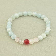 картинка Браслет 'SUNSTONES' Аквамарин Розовый кварц 16 см от магазина Wolves