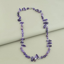 картинка Бусы на замке из аметиста, чароита и чешского хрусталя от магазина Wolves