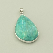 картинка Кулон с амазонитом в форме капли в оправе 45x25 мм от магазина Wolves