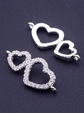 картинка Коннектор Фианит 17х9 (родий) от магазина Wolves