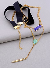 картинка Подвеска 'FJ' Лазурит Бижутерный сплав 60 см от магазина Wolves