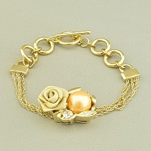 картинка Браслет позолоченный с фианитом и жемчугом Майорка Abella от магазина Wolves