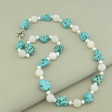 картинка Бусы 'SUNSTONES' Агат Бирюза Чешский хрусталь 59 см от магазина Wolves