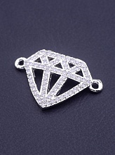 картинка Коннектор Фианит 15х13 (родий) от магазина Wolves