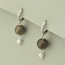 картинка Серьги 'SUNSTONES' Хризоколла  (родий) от магазина Wolves