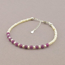 картинка Браслет 'SUNSTONES' Жемчуг Серебро(925) 18 см от магазина Wolves