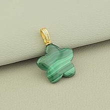 картинка Кулон Малахит 22х20мм (позолота 18к (лимонная)) от магазина Wolves