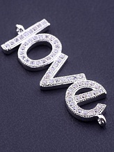 картинка Коннектор Фианит 28х12 (родий) от магазина Wolves