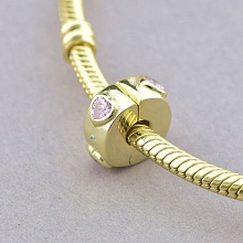 картинка Клипса серебряная, позолоченная с фианитом 'Pandora style' от магазина Wolves