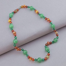 картинка Бусы 'SUNSTONES' Нефрит Сердолик Чешский хрусталь 45 см от магазина Wolves