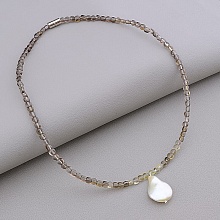 картинка Подвеска 'SUNSTONES' Раухтопаз Жемчуг 38 см от магазина Wolves