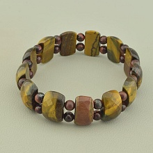 картинка Браслет 'SUNSTONES' Бычий глаз Тигровый глаз 21 см от магазина Wolves