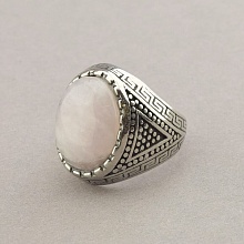 картинка Кольцо 'Stainless Steel' Розовый кварц Медицинская сталь 316L от магазина Wolves