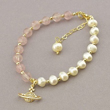 картинка Браслет 'Fashion' Жемчуг Клубничный кварц 18 см от магазина Wolves