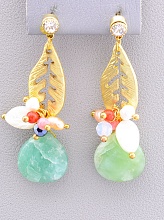 картинка Серьги 'Hand Made' Нефрит Бижутерный сплав10 4 г от магазина Wolves