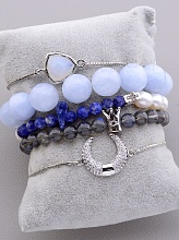 картинка Браслет 'SUNSTONES' Аквамарин Лабрадор Жемчуг 17 см от магазина Wolves