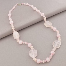 картинка Бусы 'SUNSTONES' Розовый кварц Серебро(925) 64 см от магазина Wolves