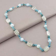 картинка Бусы 'SUNSTONES' Апатит Горный хрусталь Аквамарин 52 см от магазина Wolves