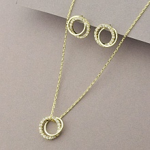 картинка Подвеска+Серьги 'Saiya' Фианит 42 см (позолота 18к (лимонная)) от магазина Wolves