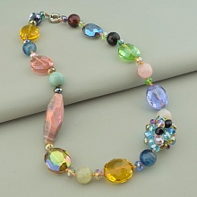 картинка Бусы Агат Розовый кварц Чешский хрусталь 53 см от магазина Wolves