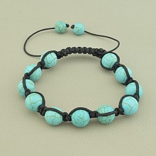 картинка Браслет голубой, шамбала из Бирюзы, на нитке 17 см от магазина Wolves