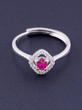 картинка Кольцо с рубином и серебром (925), родиевое покрытие от магазина Wolves