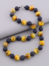 картинка Бусы 'SUNSTONES' Кошачий глаз Лава 45 см от магазина Wolves